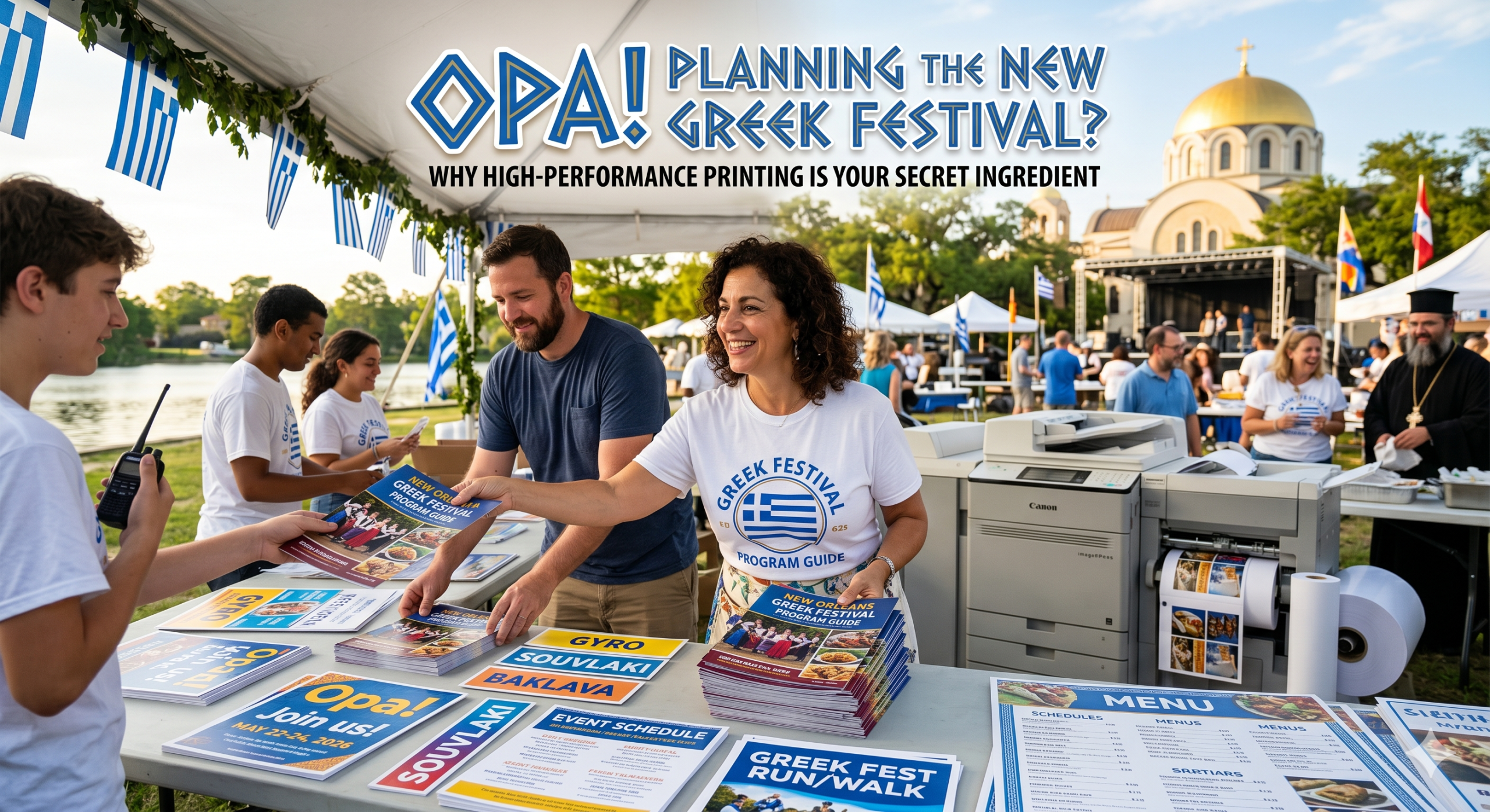 Read more about the article Opa! Planning the New Orleans Greek Festival? Why High-Performance Printing is Your Secret Ingredient